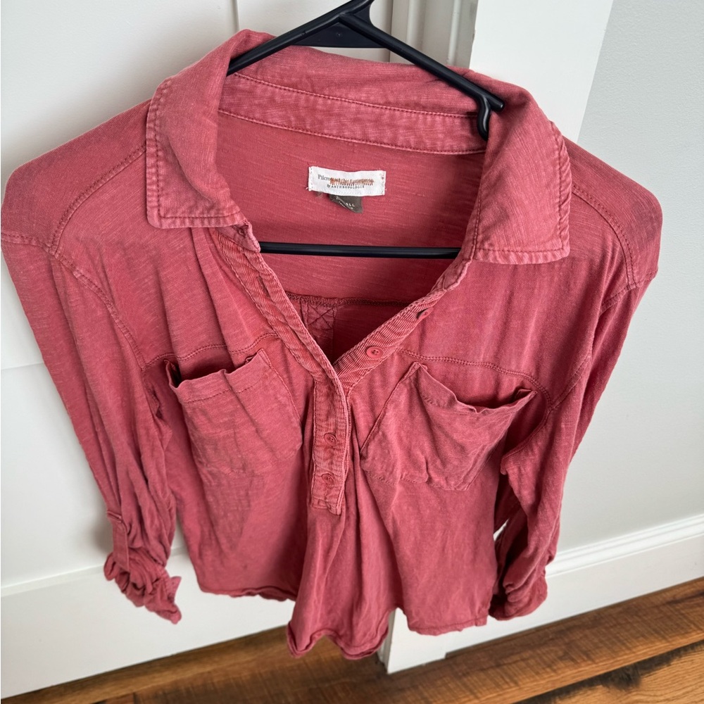 Pilcro and the Letterpress Dusty Rose Button-Down Shirt